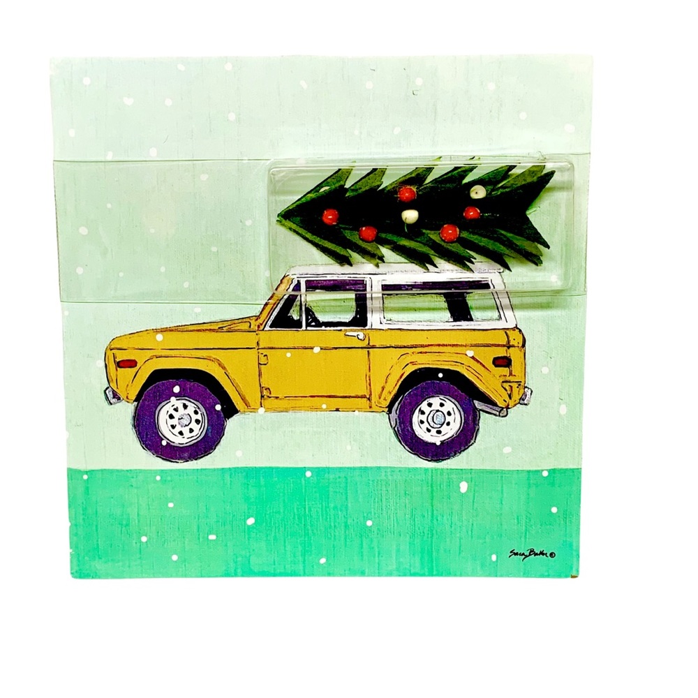 Woodland Wonders Xmas Wall Decor Yellow Jeep by Sara Baker